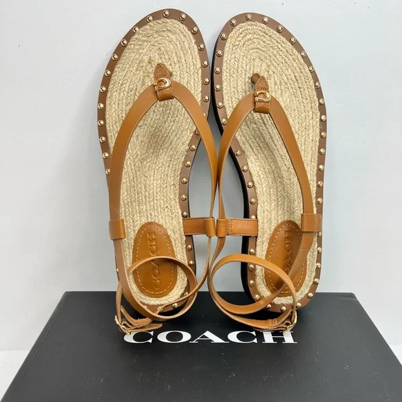 COACH SANDALS, “GRACEY LEATHER “PENNY” COLOR, WOMENS SIZE 7.5-B, EUR 38-B - Picture 2 of 16